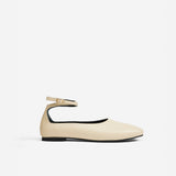 Manu Ballet Flats With Cross Over Ankle Strap Vanilla Soft