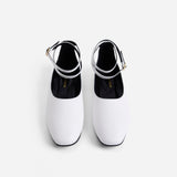 Manu Ballet Flats With Cross Over Ankle Strap White Soft