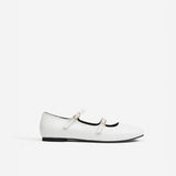 Manu Ballet Flats With Double Belt White Soft