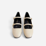 Manu Ballet Flats With Double Belt Vanilla Soft Front