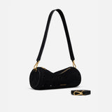 Mini Cylinder Perforated Black Suede Side