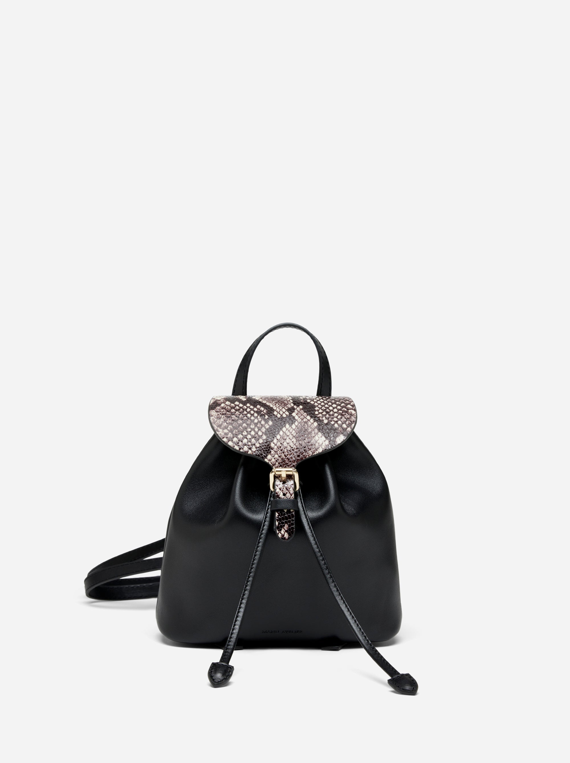 Mini Backpack Snake Embossed & Black Soft front