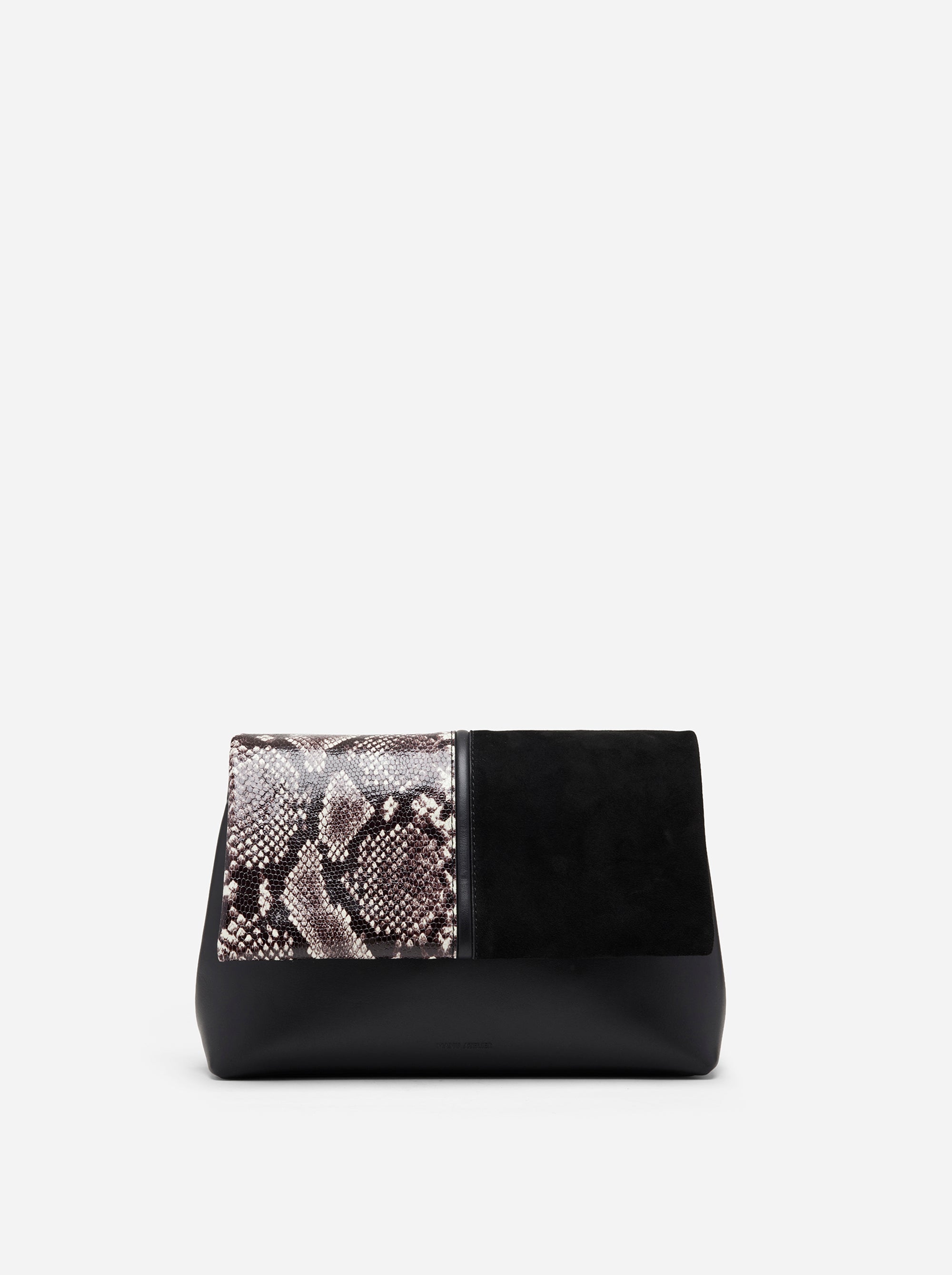 The Fold Bag Black Suede & Snake Embossed Front