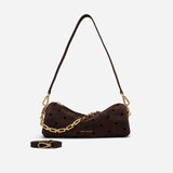 Mini Cylinder Perforated Deep Brown Suede
