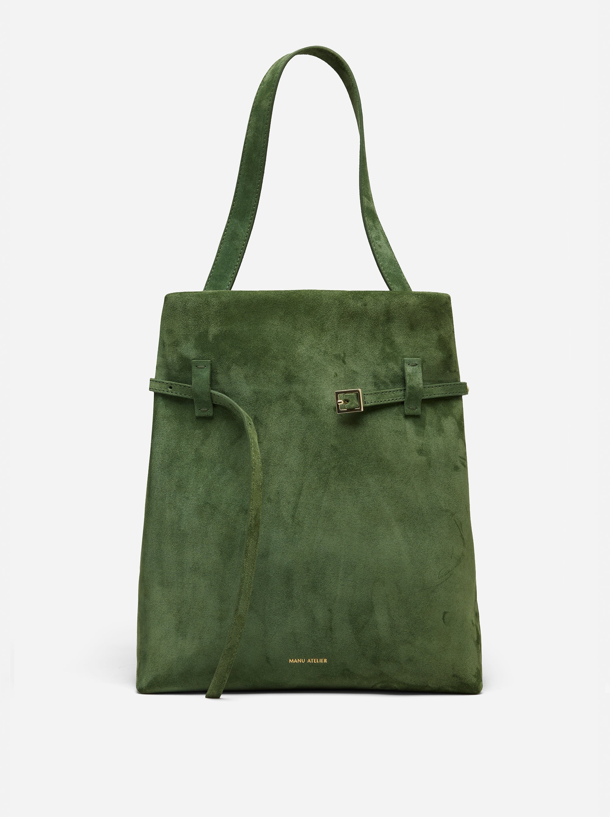 Tote du Jour Velvet Green Suede Front