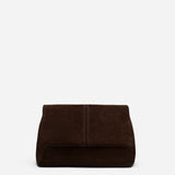 THE FOLD BAG SUEDE LEATHER DEEP BROWN FRONT