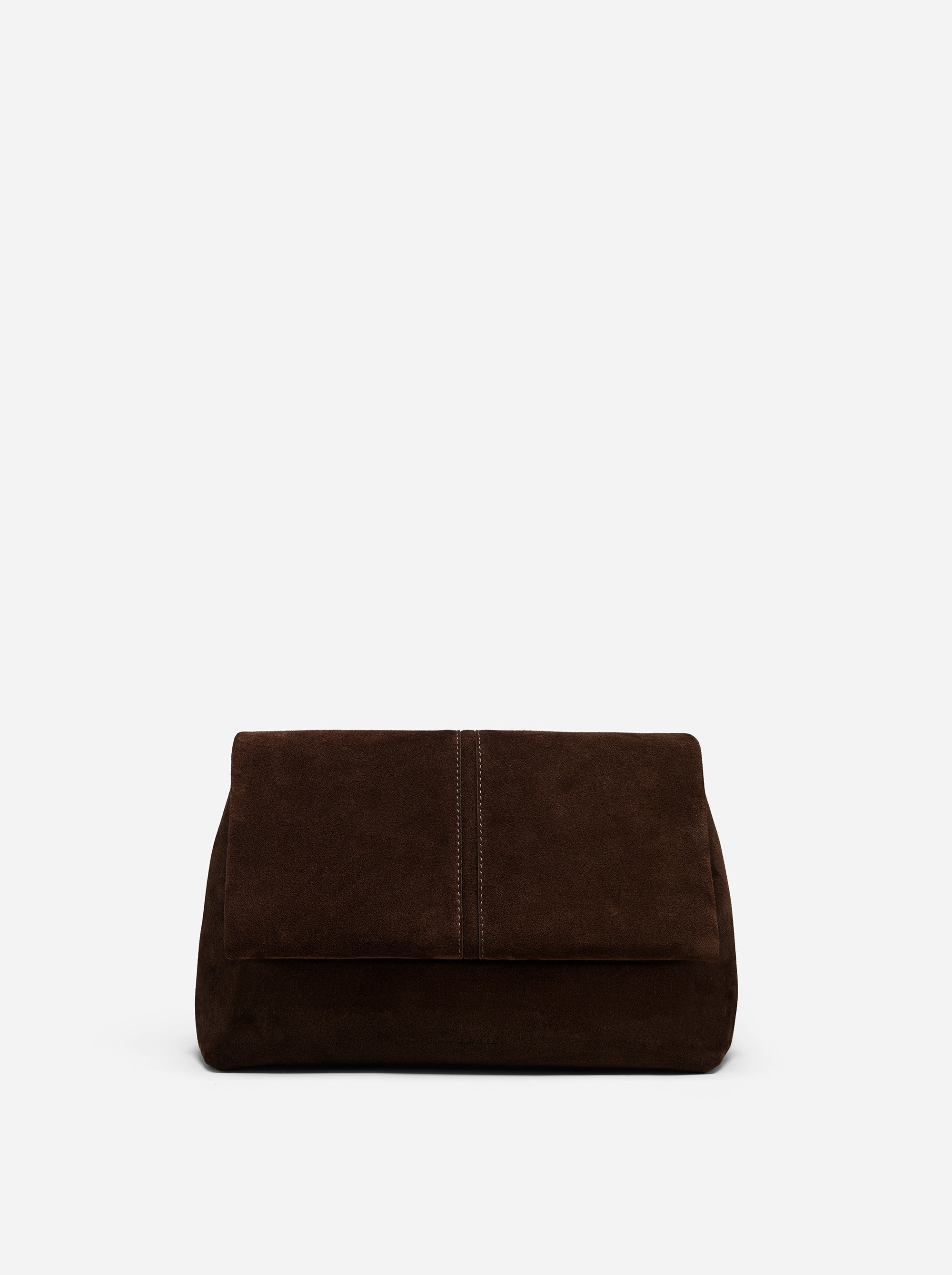 THE FOLD BAG SUEDE LEATHER DEEP BROWN FRONT