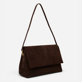 THE FOLD BAG SUEDE LEATHER DEEP BROWN SIDE