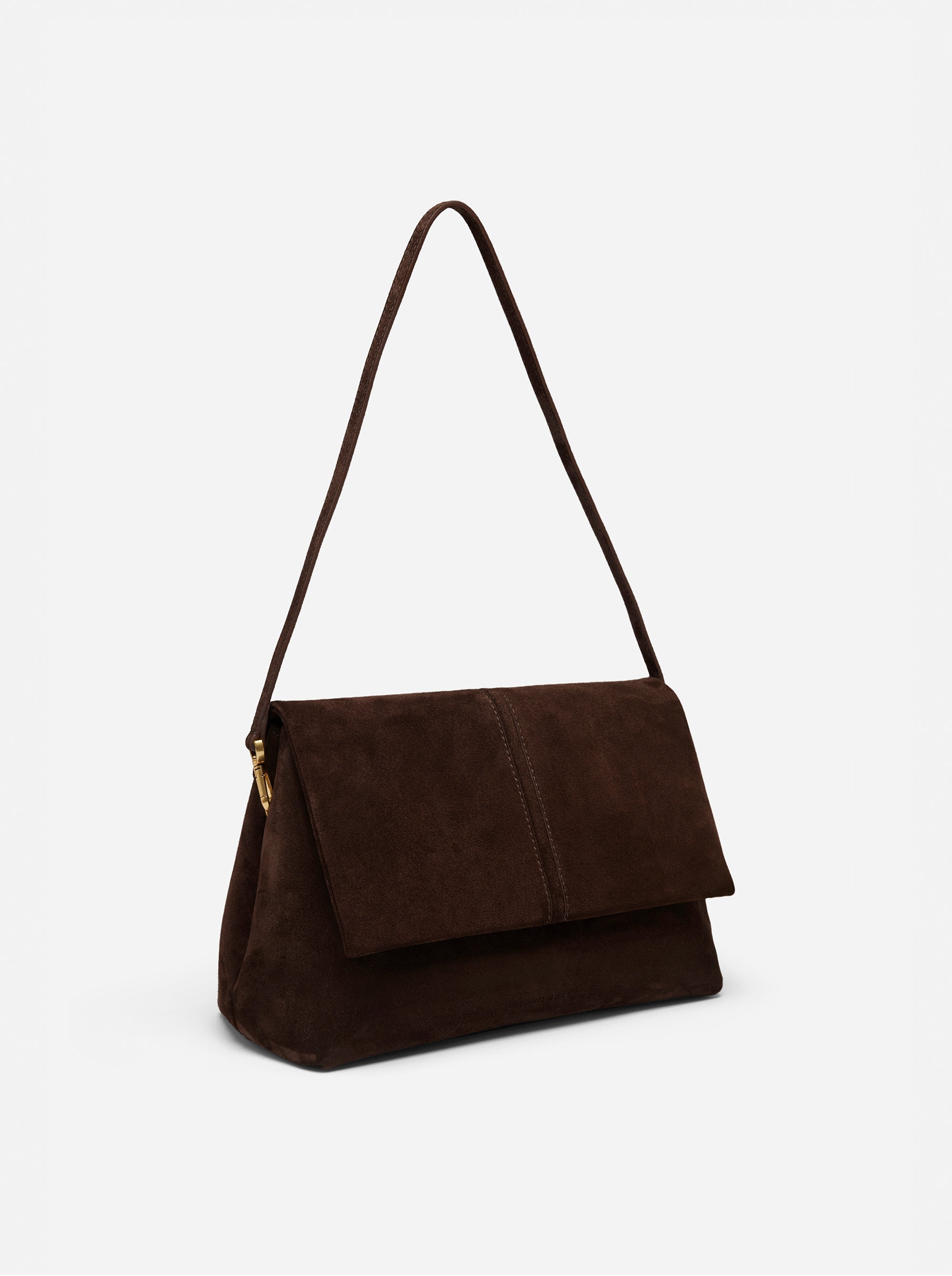 THE FOLD BAG SUEDE LEATHER DEEP BROWN SIDE