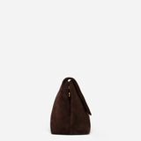 THE FOLD BAG SUEDE LEATHER DEEP BROWN SIDE