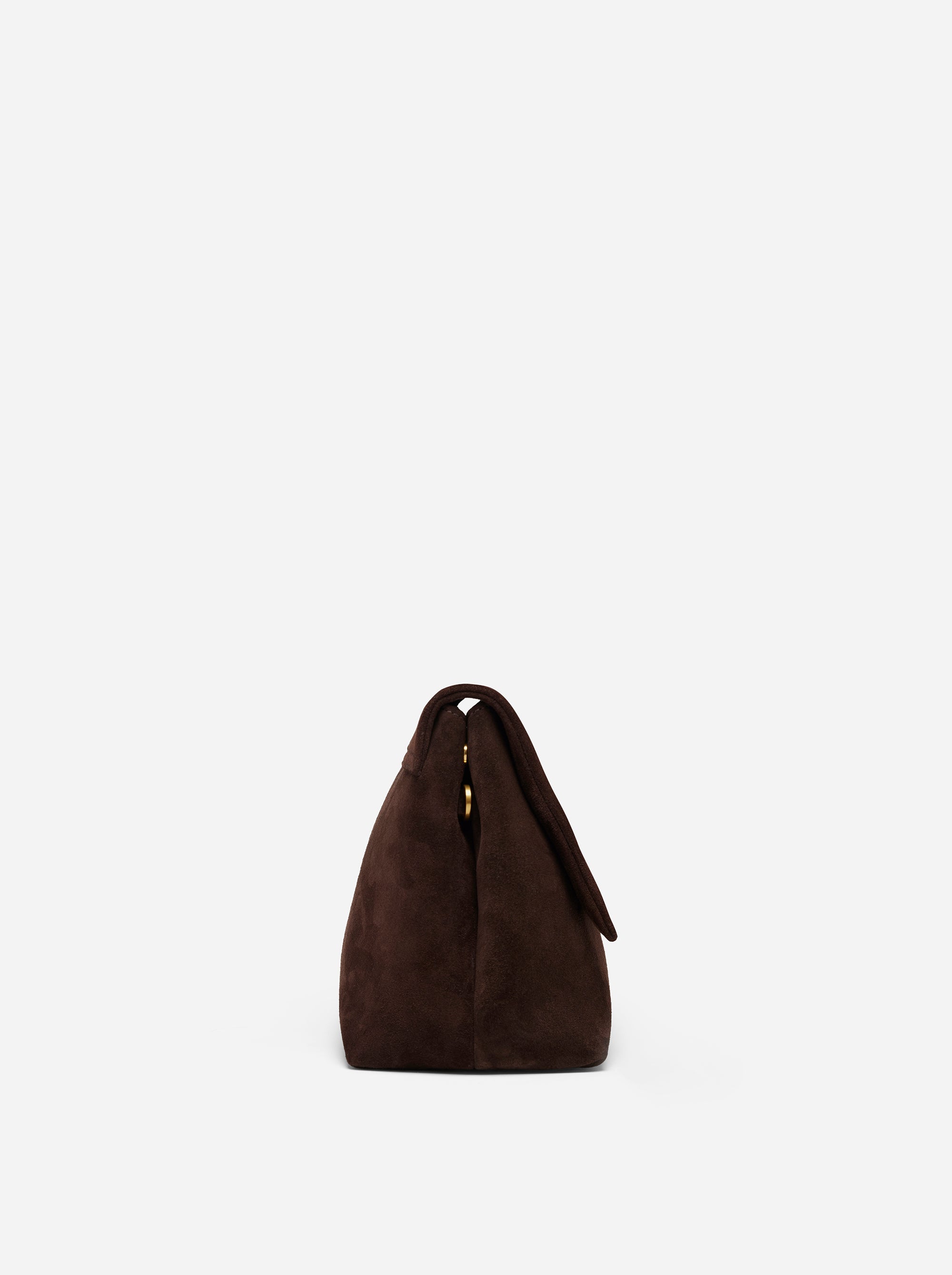 THE FOLD BAG SUEDE LEATHER DEEP BROWN SIDE