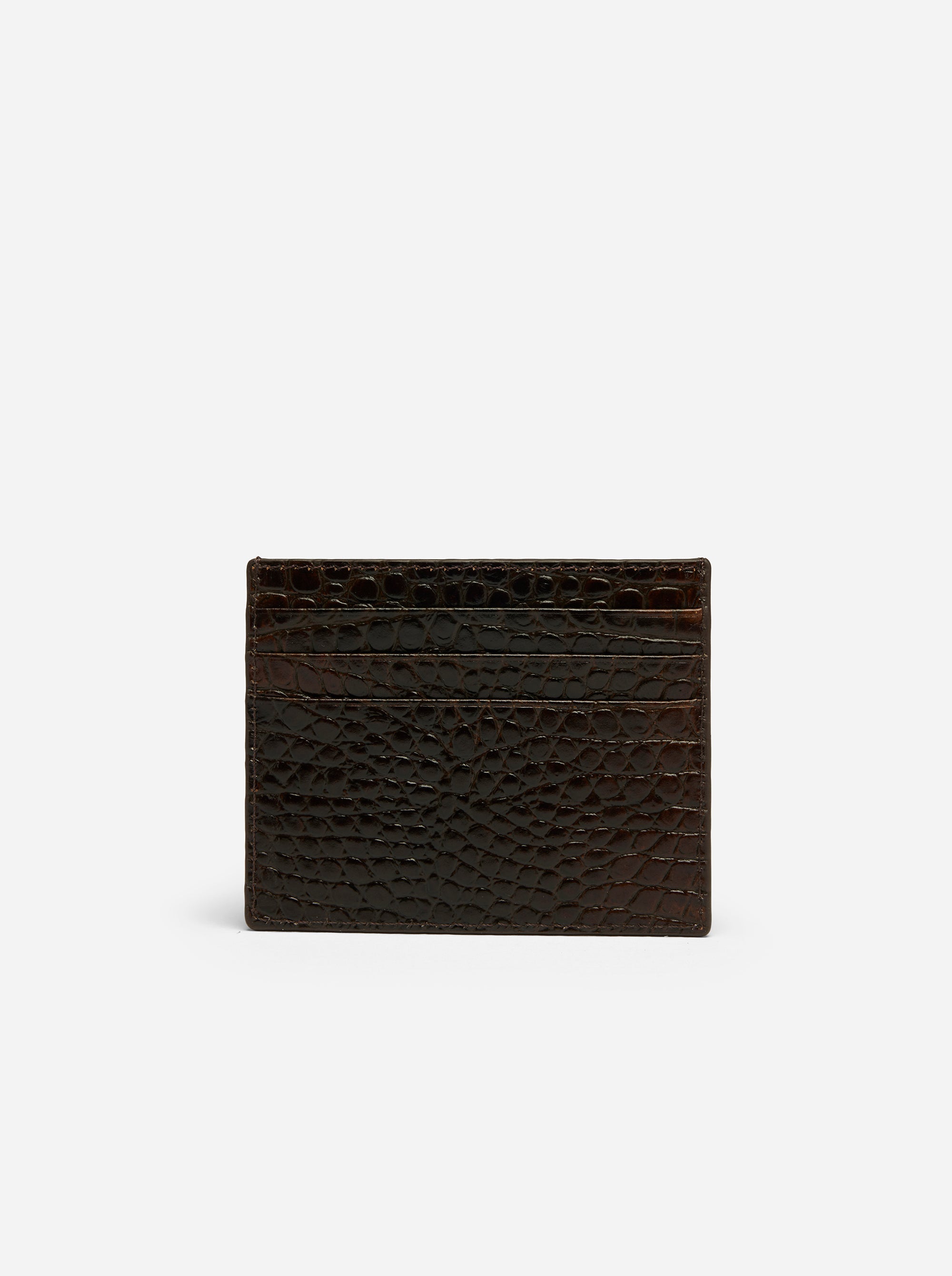 Manu Cardholder Deep Brown Croc Embossed Back