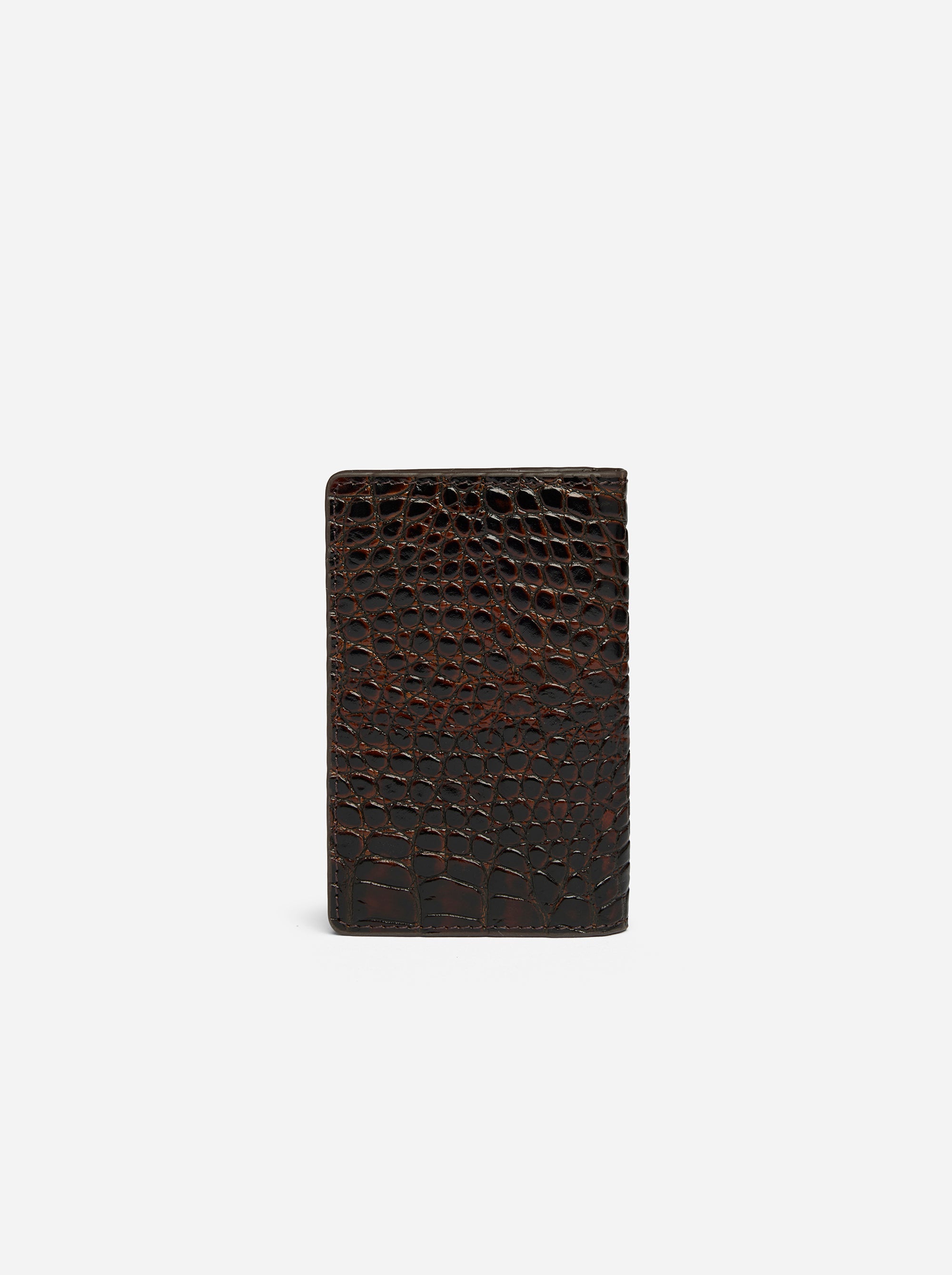Manu Cardholder Deep Brown Croc Embossed Back