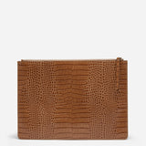 Manu Laptop Case Mocha Croc Embossed back