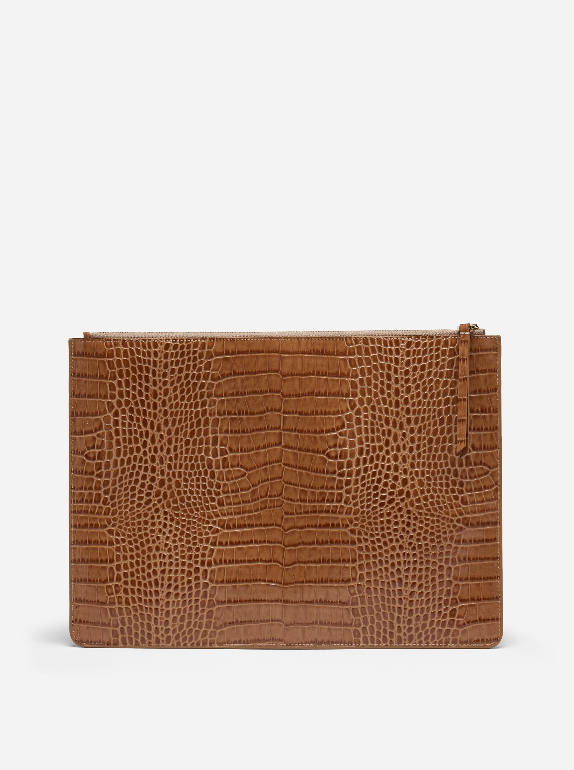 Manu Laptop Case Mocha Croc Embossed back