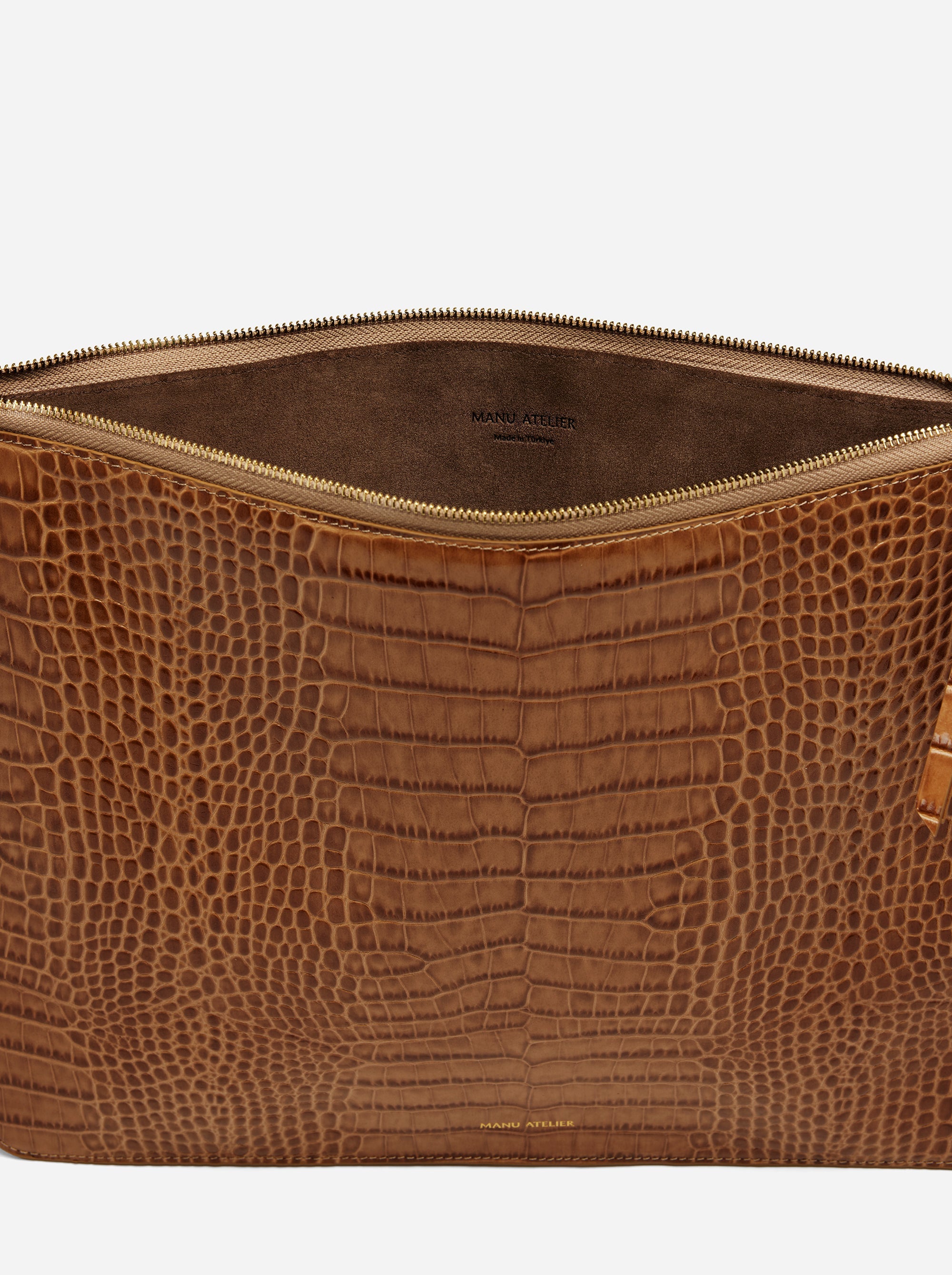 Manu Laptop Case Mocha Croc Embossed Inside