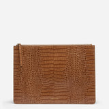 Manu Laptop Case Mocha Croc Embossed Front